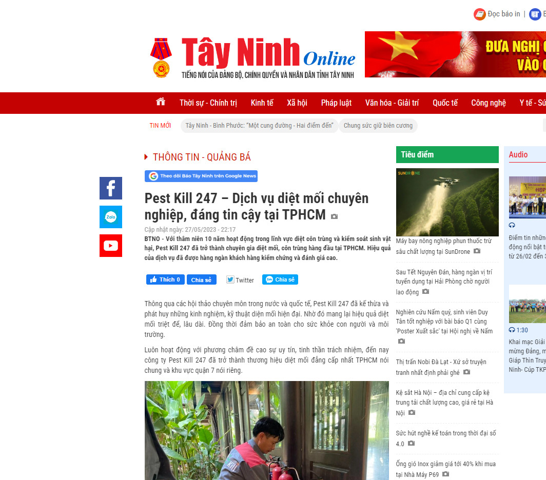 Báo tây ninh viết về pest kill 247