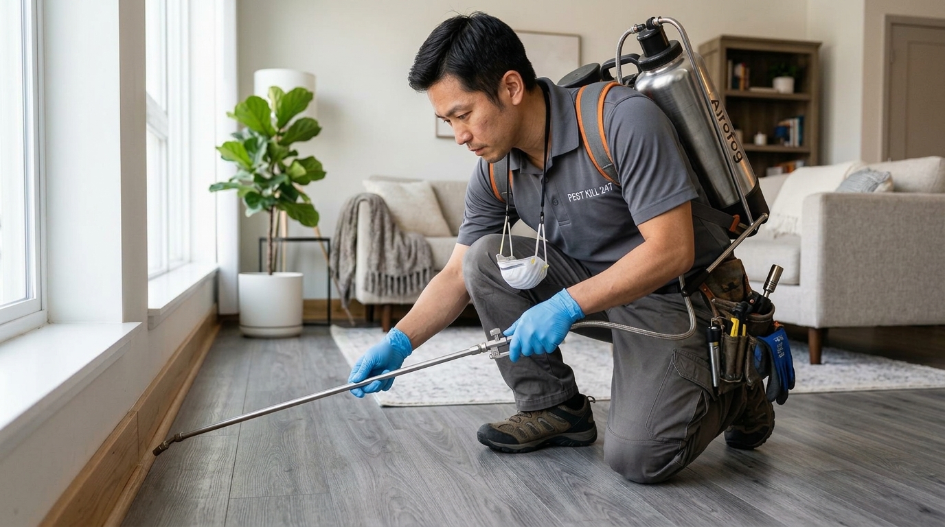 Kỹ thuật viên Pest Kill 247 phun thuốc diệt ve chó tận gốc tại nhà TPHCM